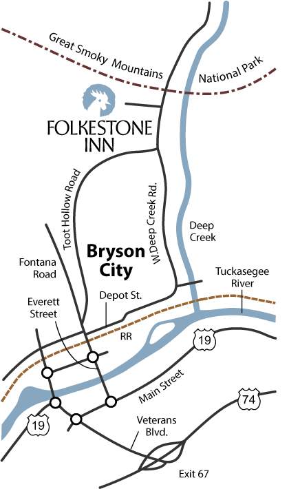 Maps and Directions to Bryson City NC and the Folkestone Inn B B