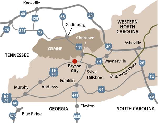 Bryson City North Carolina Map Maps and Directions to Bryson City NC and the Folkestone Inn B&B